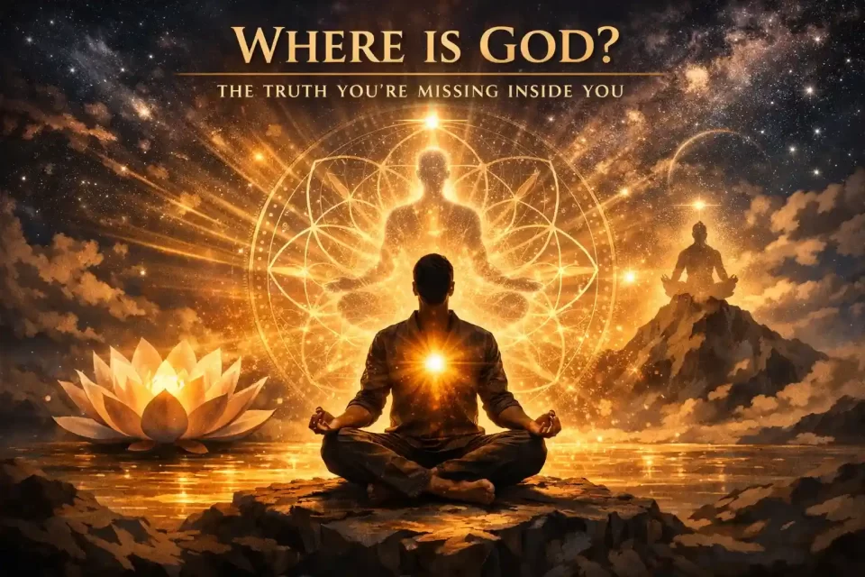 where is God showing person meditating and looking within