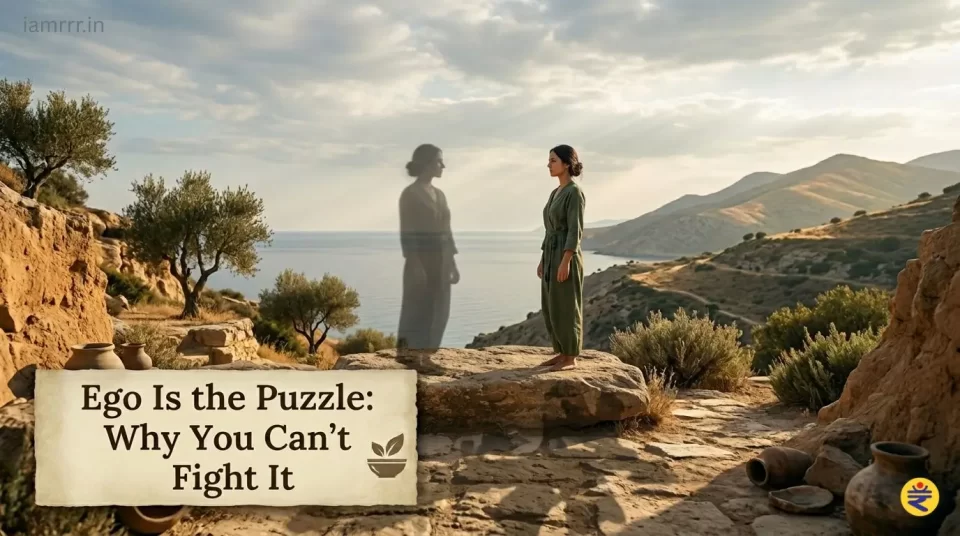 person observing their own shadow self symbolizing ego awareness and inner consciousness