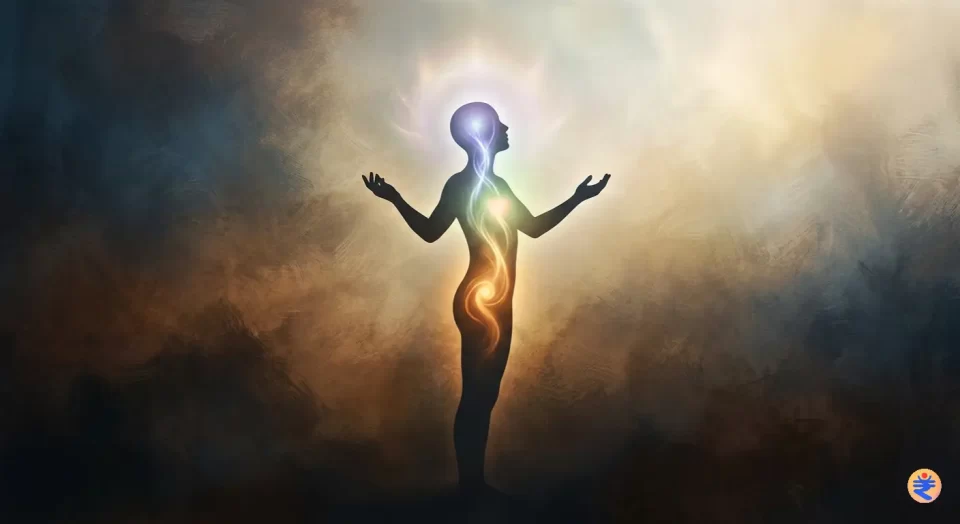 symbolic image of human silhouette with glowing energy rising representing sex spirituality and transformation beyond religious suppression