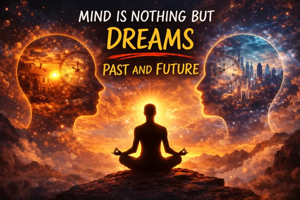 Mind is nothing but dreams of the past and future illustrated with meditation and awareness