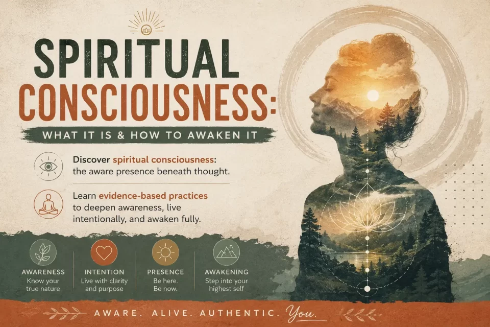 "spiritual consciousness aware presence meditation illustration"